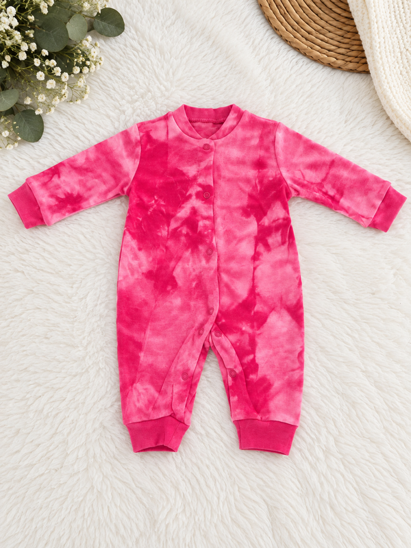 Pyjama Bébé Rose Fuchsia Tie-Dye – 100 % Coton – Necix's Baby & Kids – 0 à 9 Mois