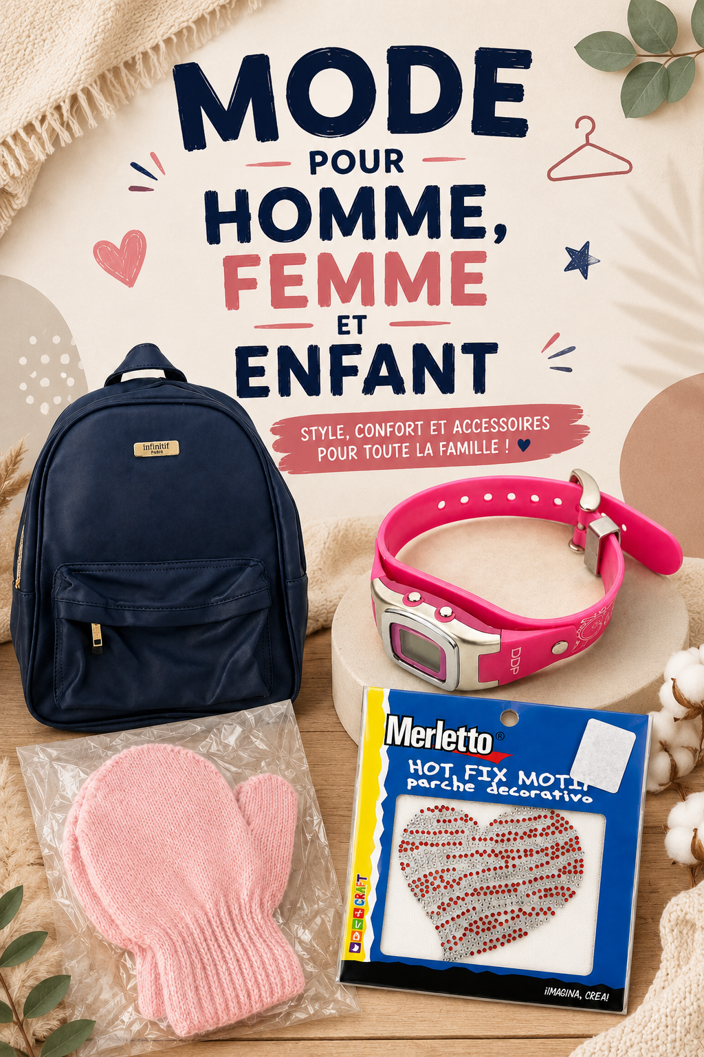 Découvrez nos articles de mode pour homme, femme et enfant, pour tous les goûts !