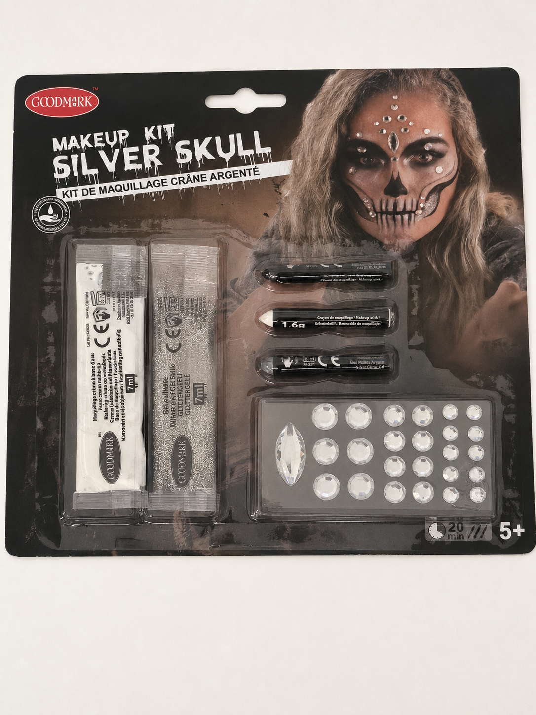 Kit de maquillage Halloween – Crâne argenté Silver Skull