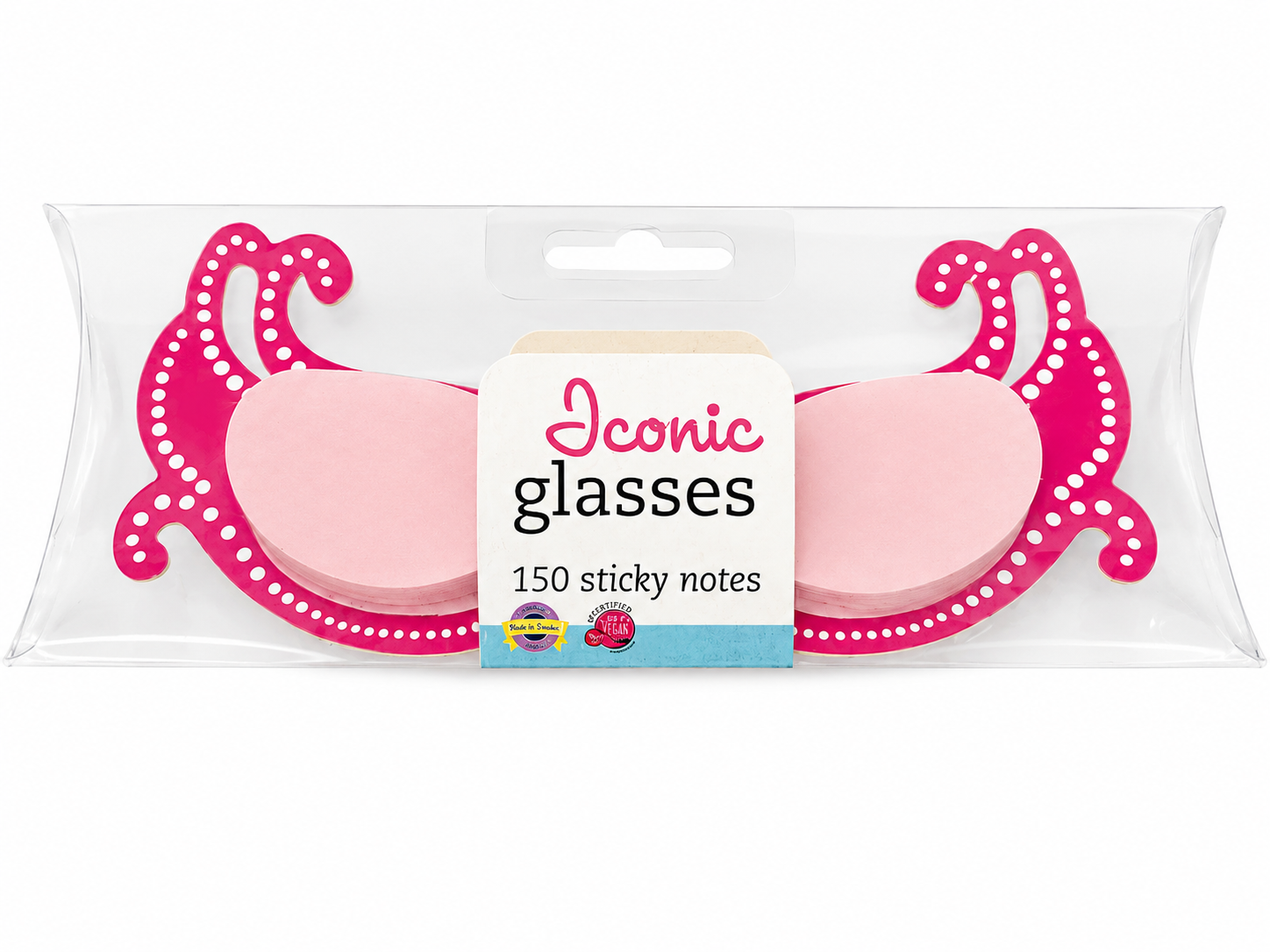 Bloc de 150 notes adhésives « Iconic Glasses » – Forme lunette rose