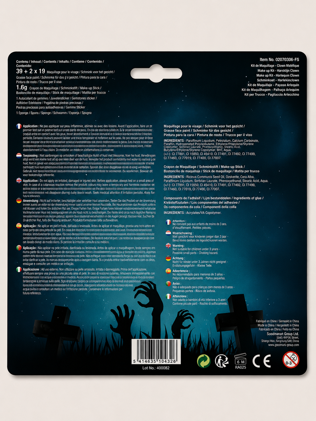 Kit de maquillage Halloween – Clown Maléfique Goodmark