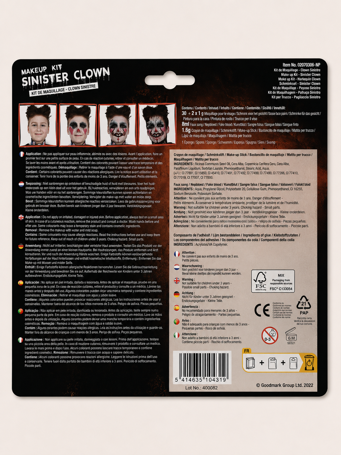 Kit de maquillage Halloween – Clown Sinistre Goodmark