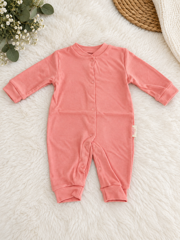 Pyjama bébé rose uni – 100 % coton – Manches longues – Necix's Baby & Kids