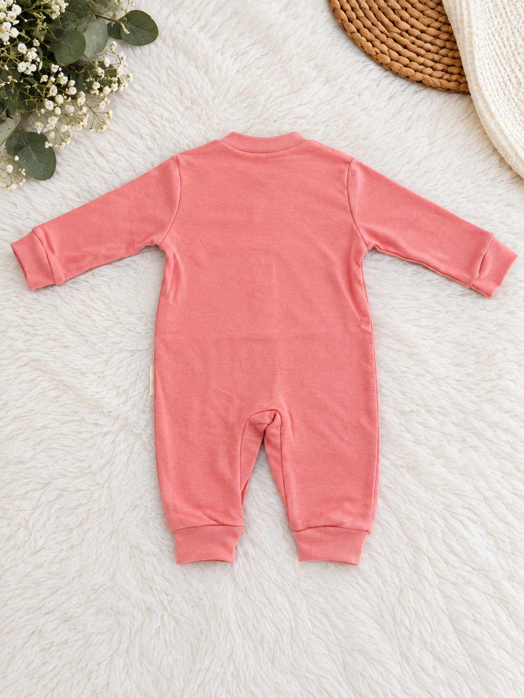 Pyjama bébé rose uni – 100 % coton – Manches longues – Necix's Baby & Kids