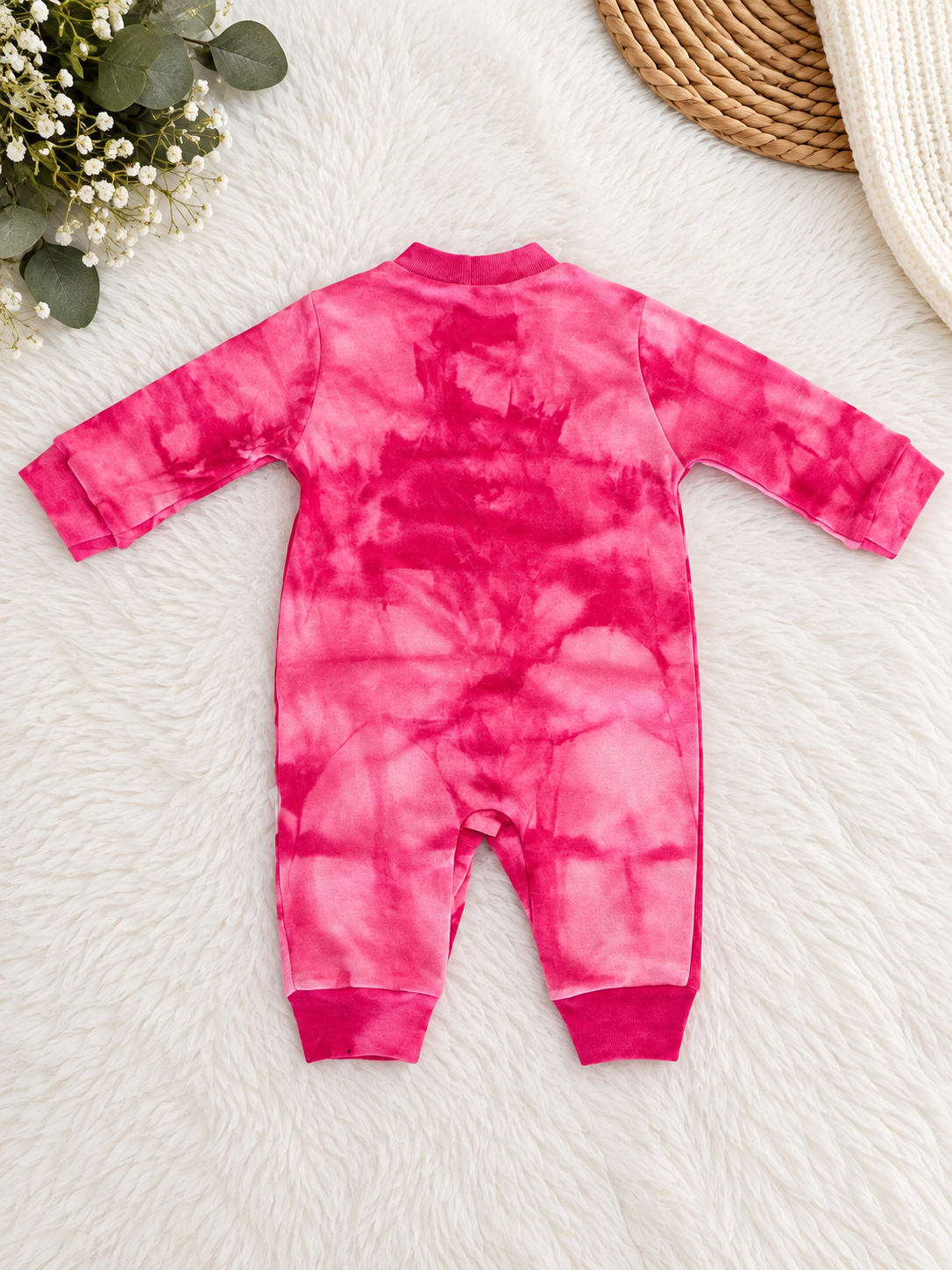 Pyjama Bébé Rose Fuchsia Tie-Dye – 100 % Coton – Necix's Baby & Kids – 0 à 9 Mois