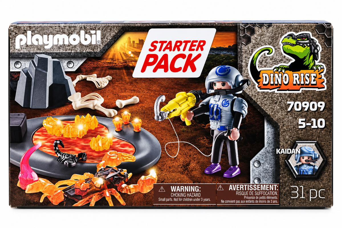 PLAYMOBIL Dino Rise 70909 – Starter Pack Kaidan & Scorpion de feu – 31 pièces – Dès 5 ans