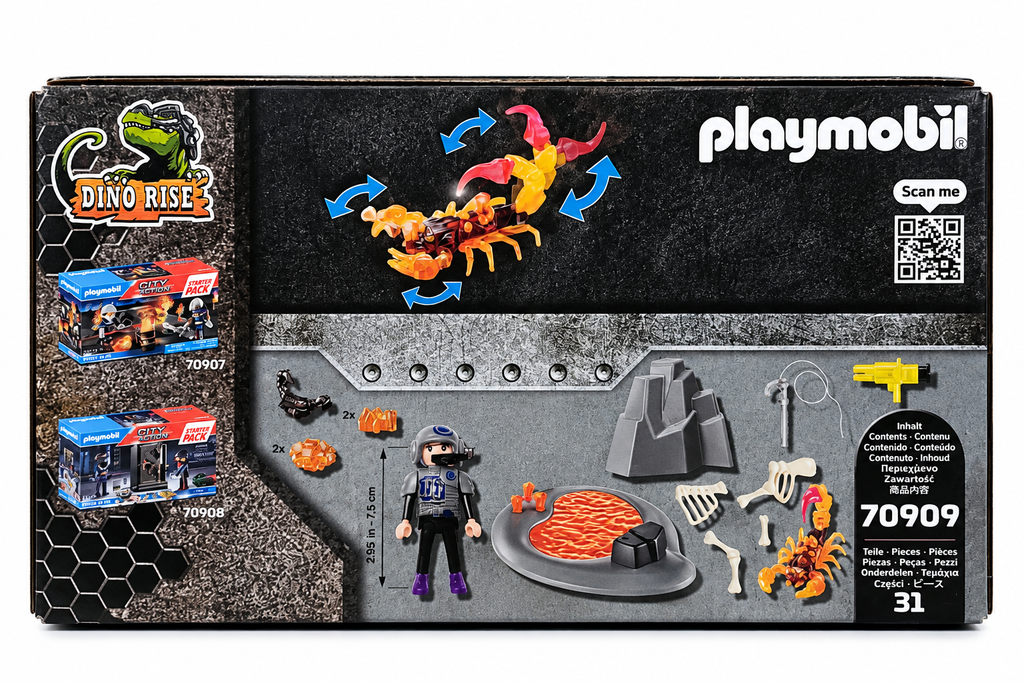 PLAYMOBIL Dino Rise 70909 – Starter Pack Kaidan & Scorpion de feu – 31 pièces – Dès 5 ans