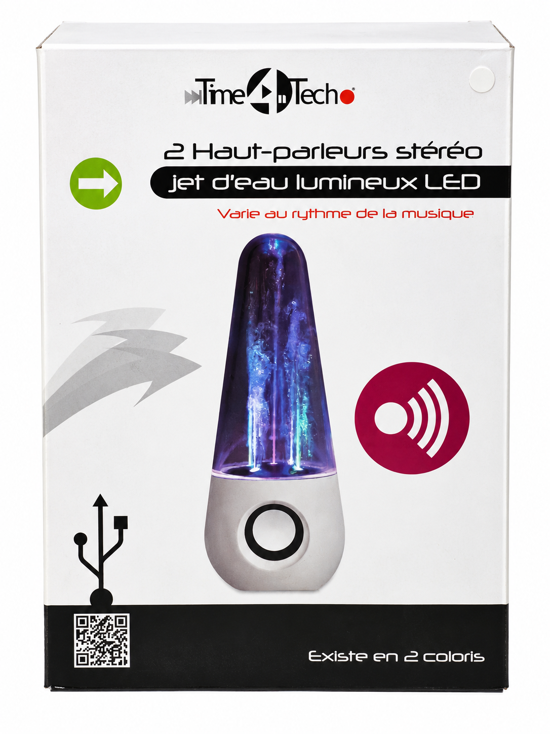 2 Haut-parleurs stéréo à jets d’eau lumineux LED – Time4Tech – MS3010