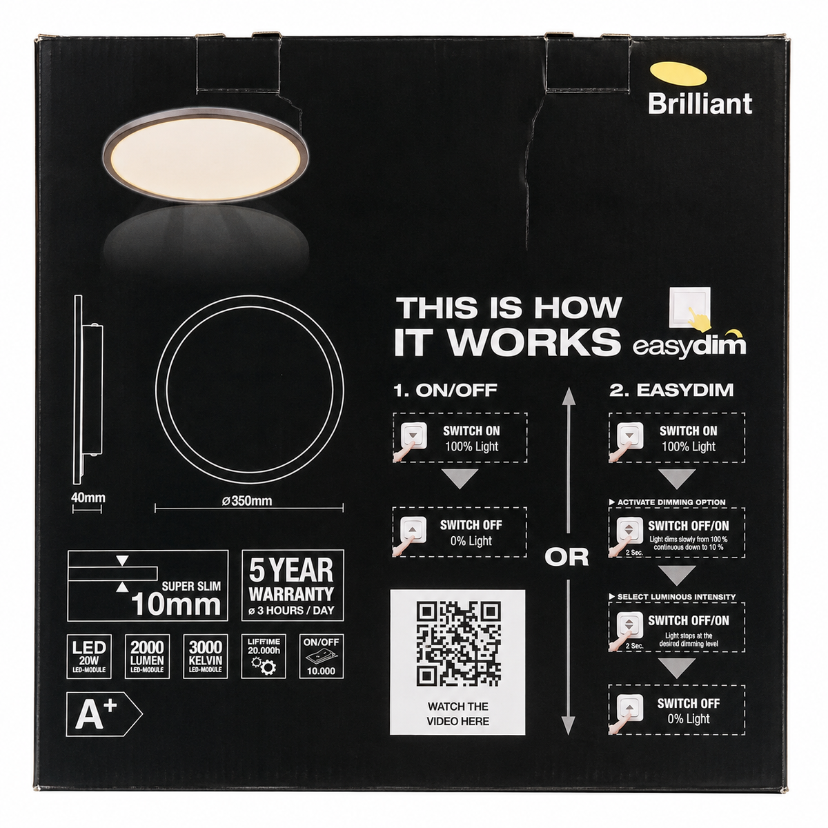 Plafonnier LED Brilliant Ceres EasyDim – 20 W – 2000 lm – 3000 K