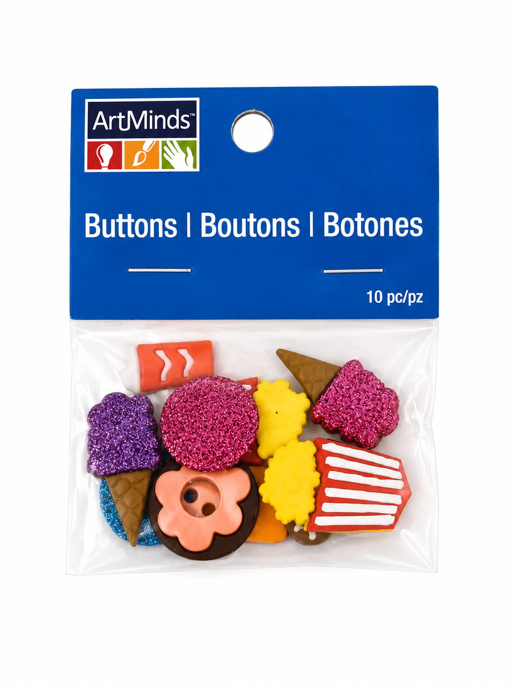 Lot de 10 boutons décoratifs fantaisie – Thème Gourmand