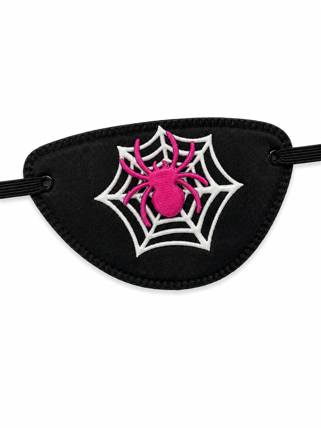AUGENKLAPPE STOFF SPINNWEBE WEISS ROSA