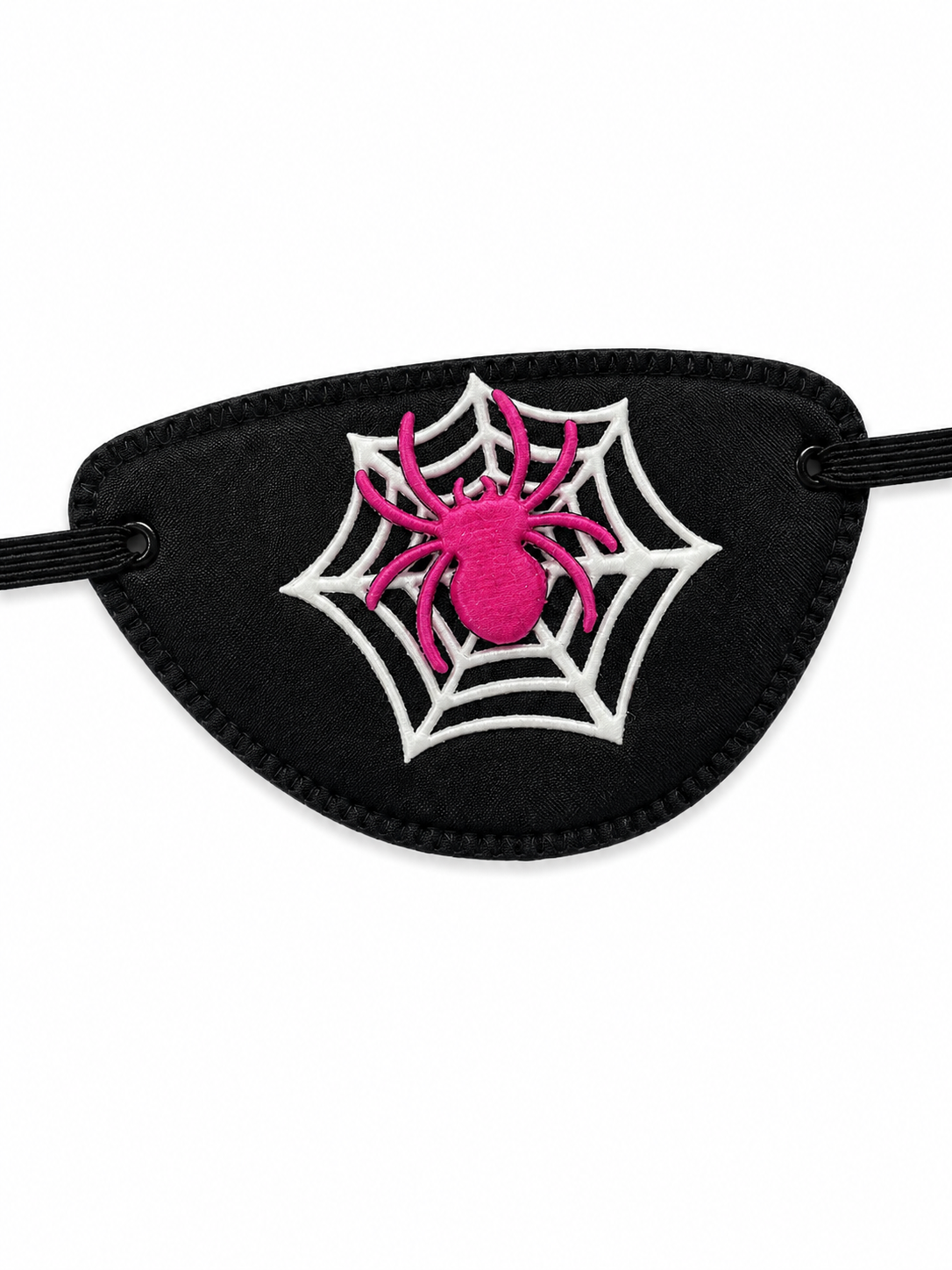 AUGENKLAPPE STOFF SPINNWEBE WEISS ROSA