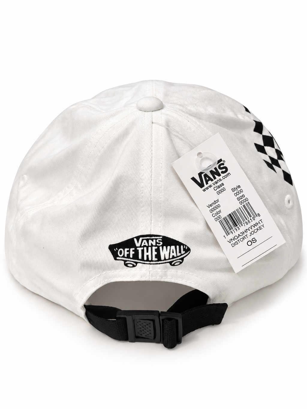 Casquette Vans Distort Jockey – Blanche & noire – Taille unique réglable