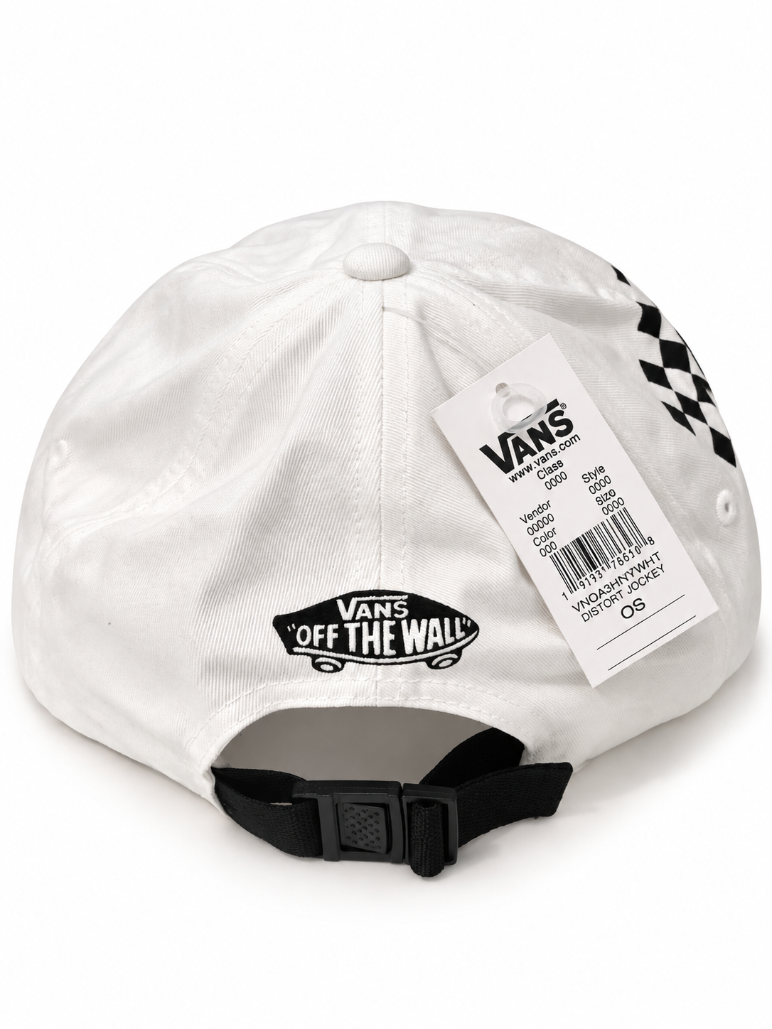 Casquette Vans Distort Jockey – Blanche & noire – Taille unique réglable