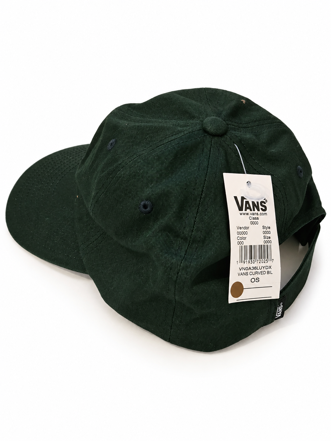 Casquette Vans Curved Bill – Vert foncé – 100 % coton – Taille unique