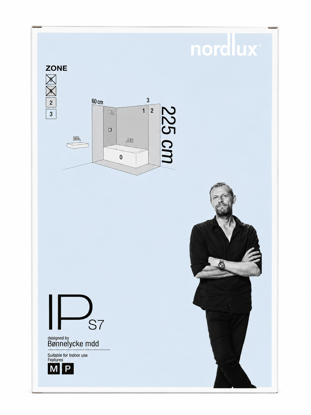 Applique murale NORDLUX IP S7 chromée – IP44 – E27 – Salle de bains