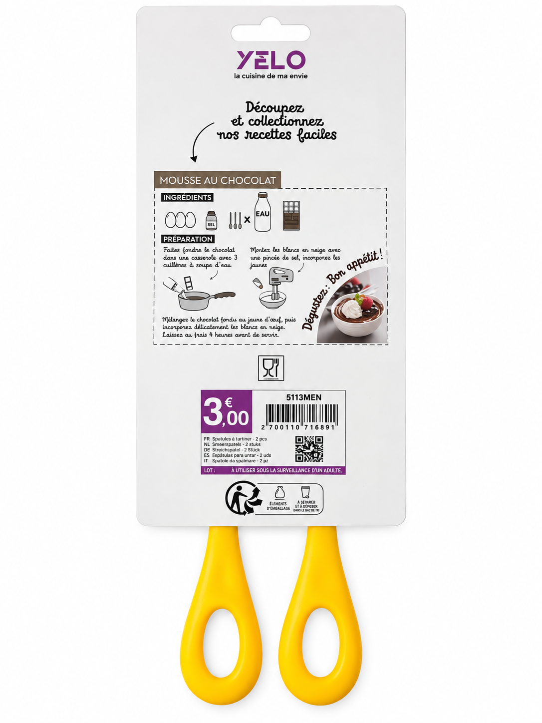 Lot de 2 spatules à tartiner YELO – Jaune