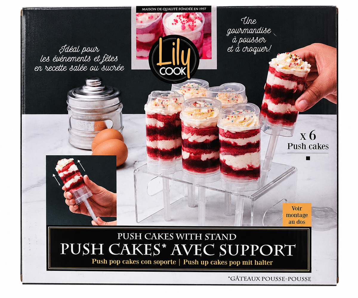 Lily Cook – Coffret 6 Push Cakes avec support – Gâteaux pousse-pousse