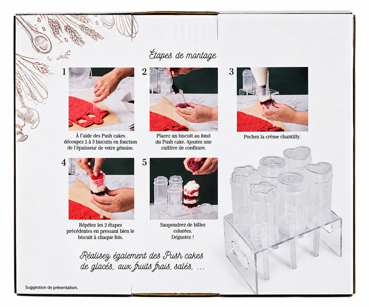 Lily Cook – Coffret 6 Push Cakes avec support – Gâteaux pousse-pousse