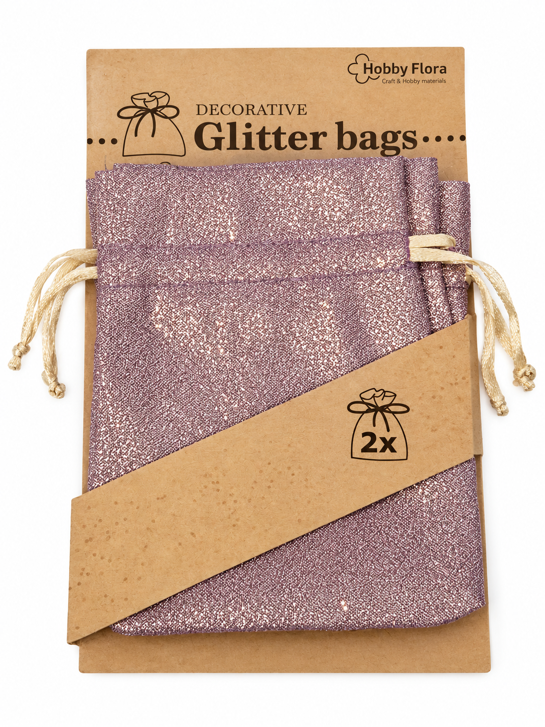 Lot de 2 pochettes cadeaux pailletées Hobby Flora – Plusieurs coloris