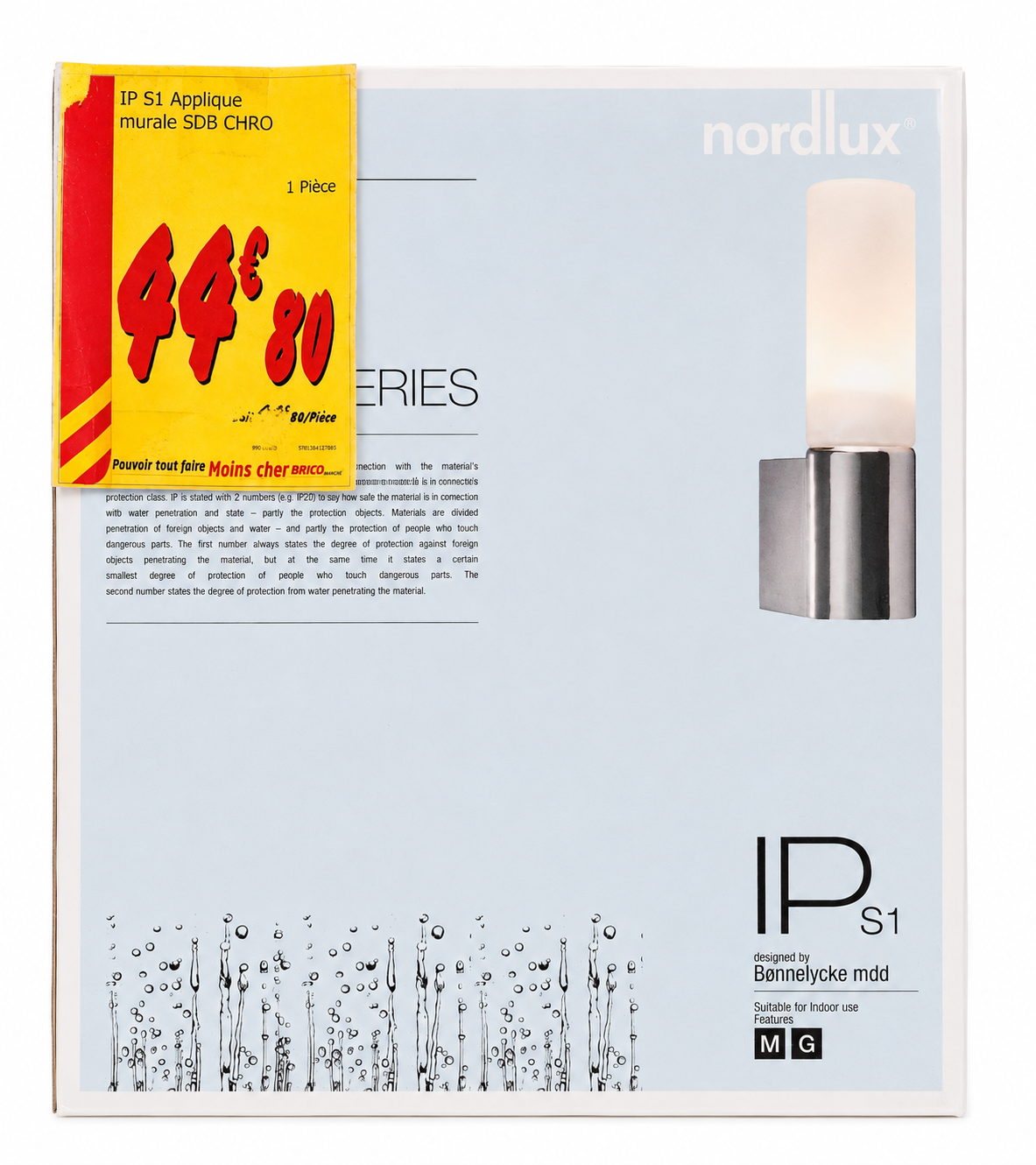 Applique murale NORDLUX IP S1 – Chrome – IP44 – E27
