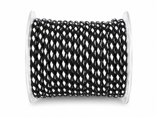 Bobine de ficelle tressée noire et blanche