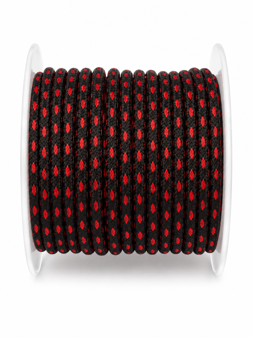 Bobine de ficelle tressée noire et rouge