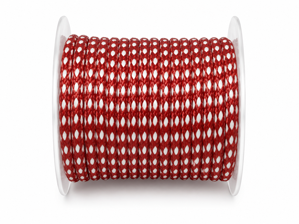 Bobine de ficelle tressée rouge et blanche