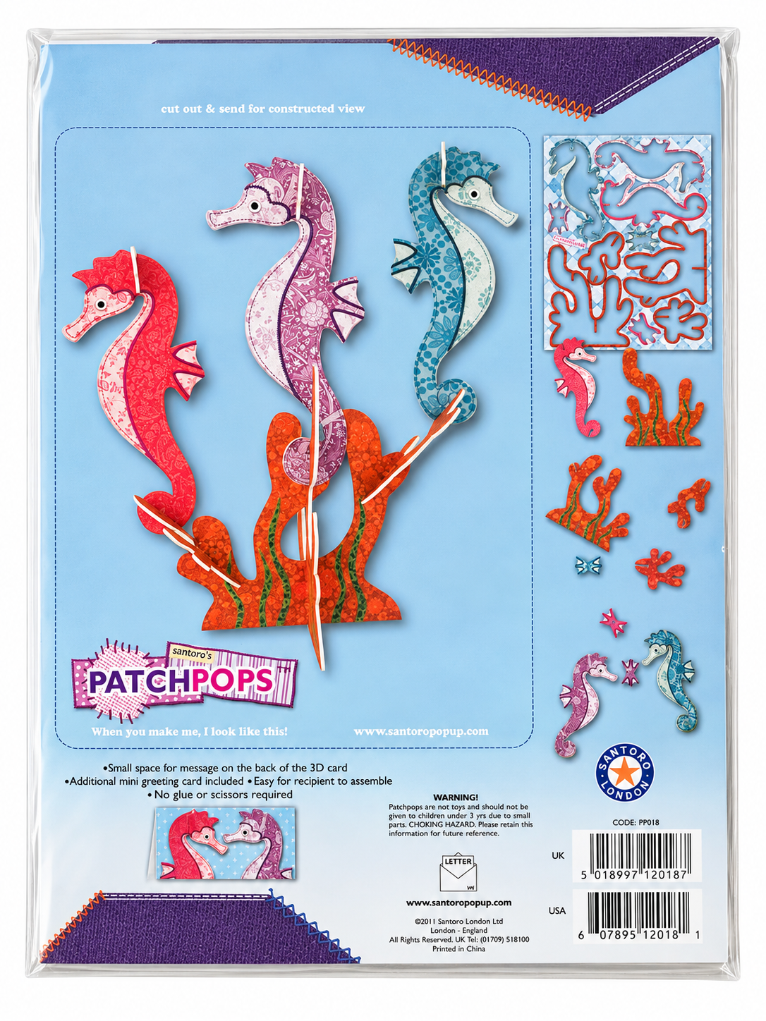 Kit créatif 3D Santoro PatchPops – Hippocampes