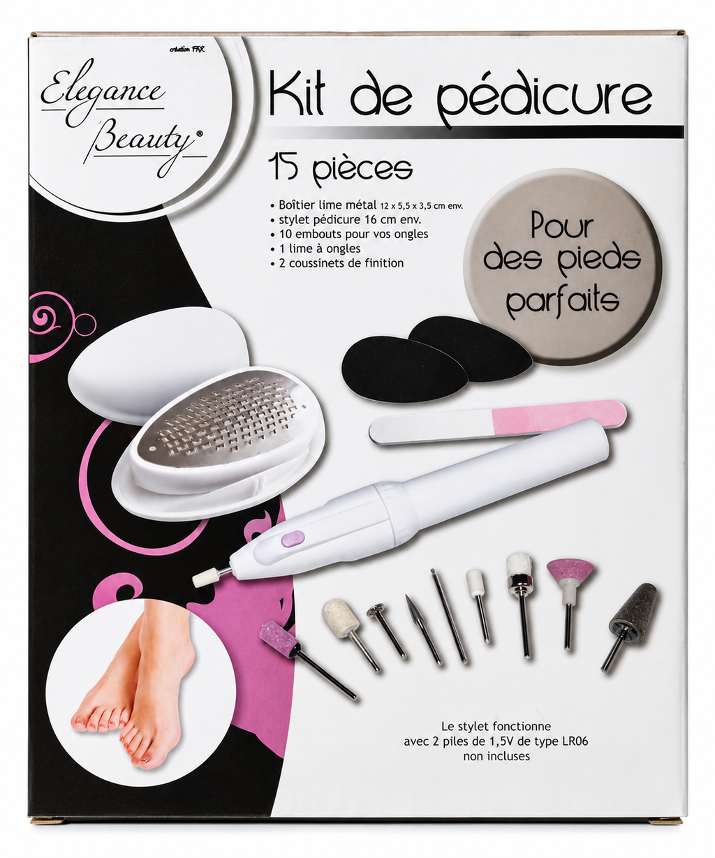 Kit de pédicure électrique 15 pièces – Élégance Beauty