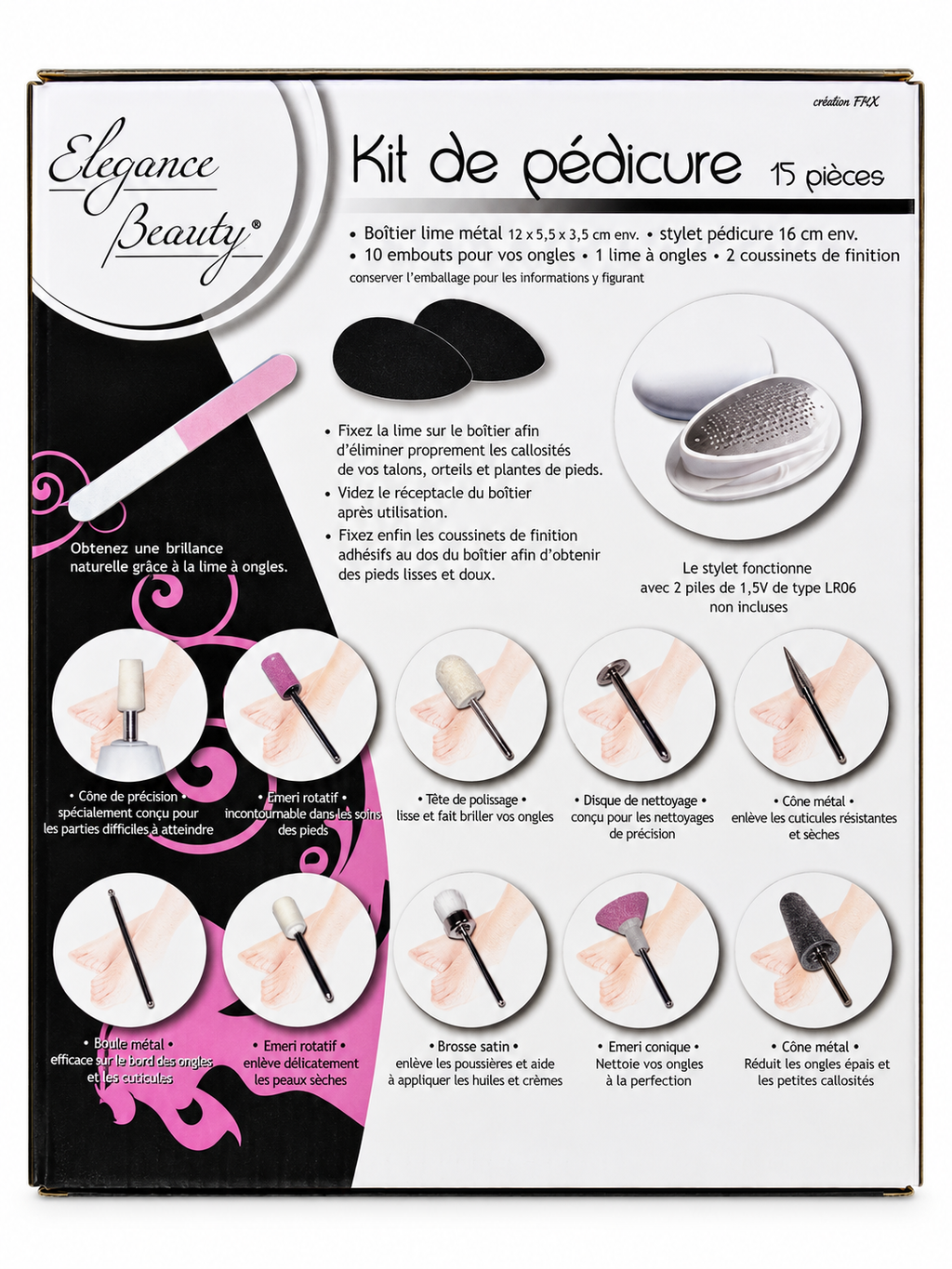 Kit de pédicure électrique 15 pièces – Élégance Beauty