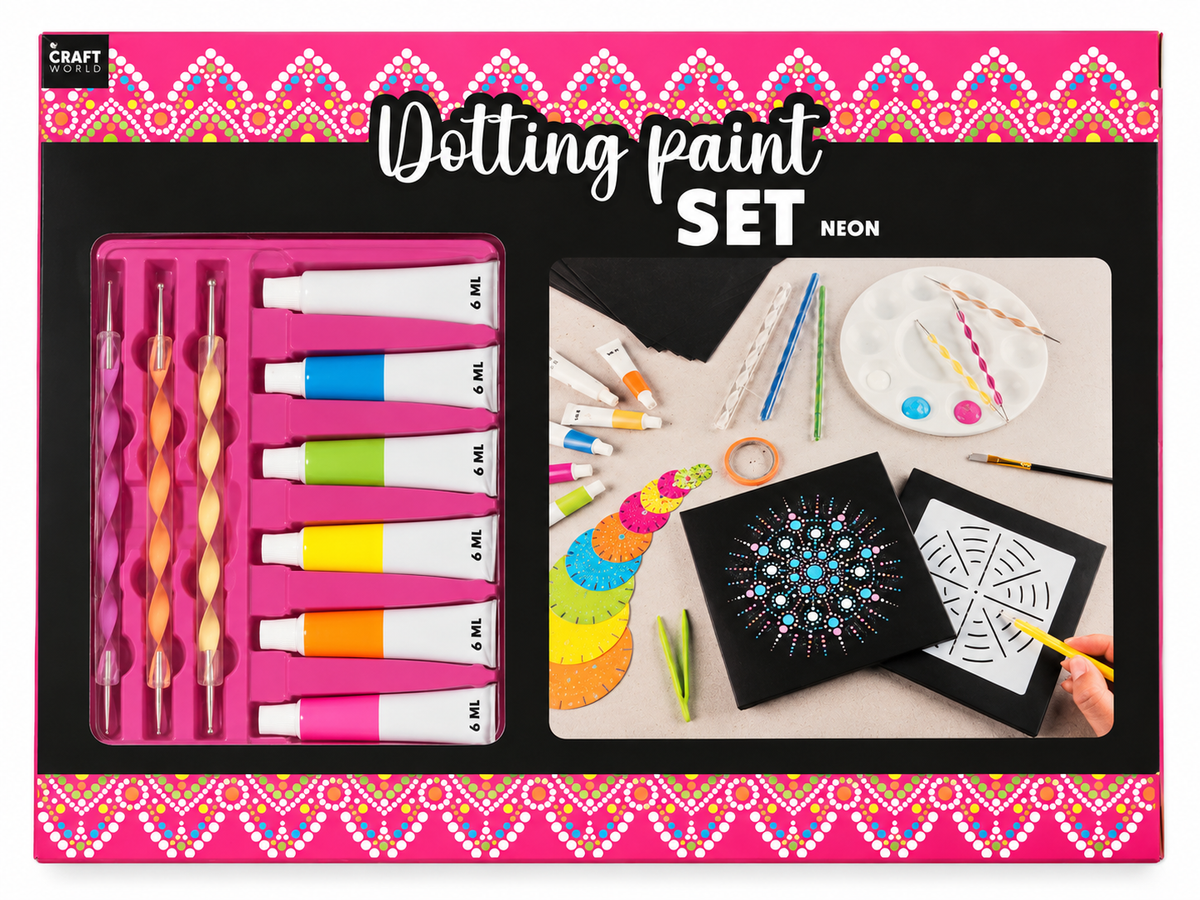 Kit de peinture pointilliste néon Craft World – Dotting Paint Set