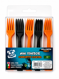 Lot de 25 mini fourchettes Halloween – Noir & Orange