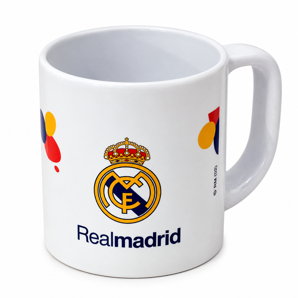Mug Real Madrid – Plastique dur – Blanc avec logo du club