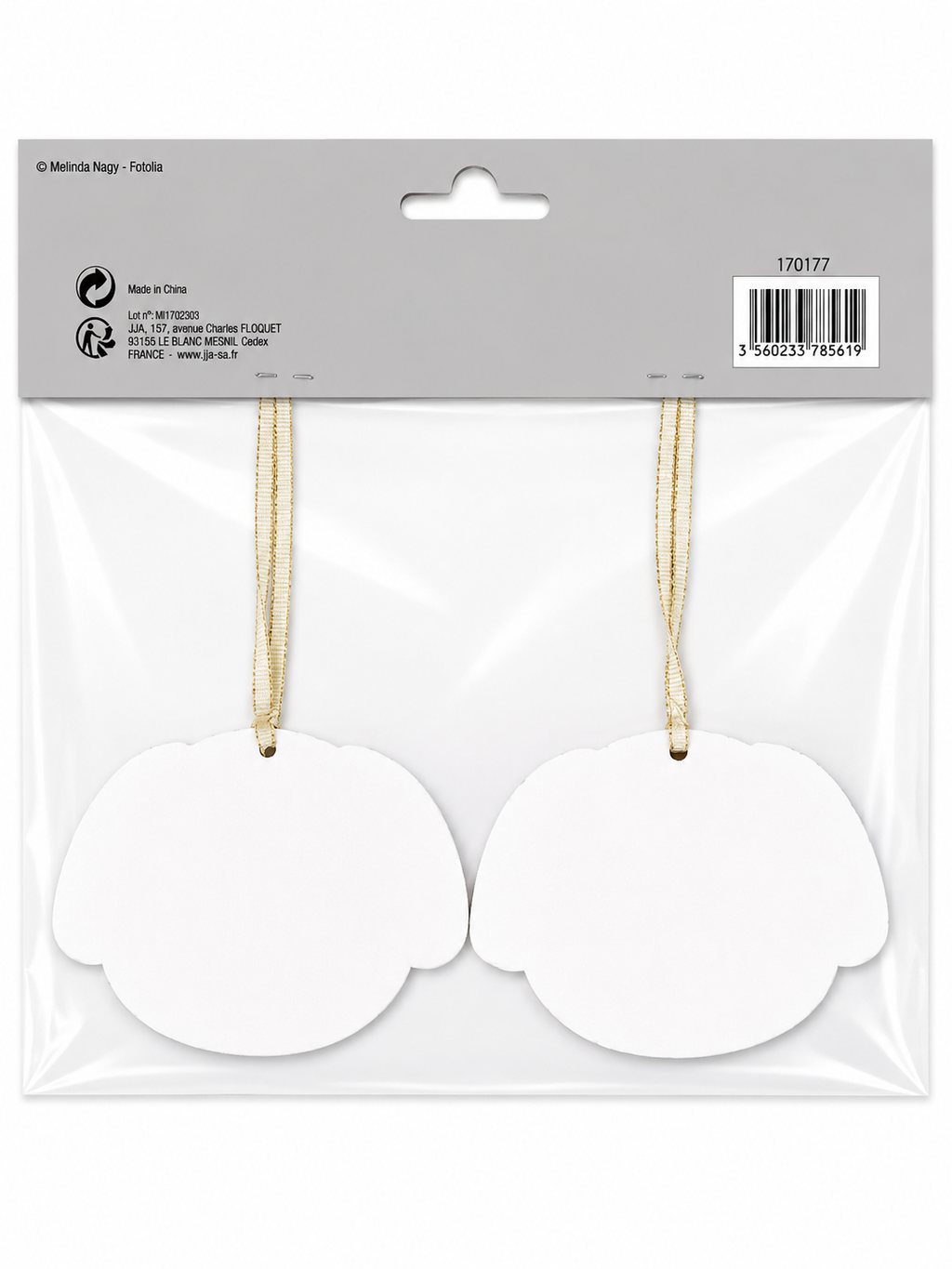Lot de 2 ornements de Noël Chiens Blanc & Or à suspendre