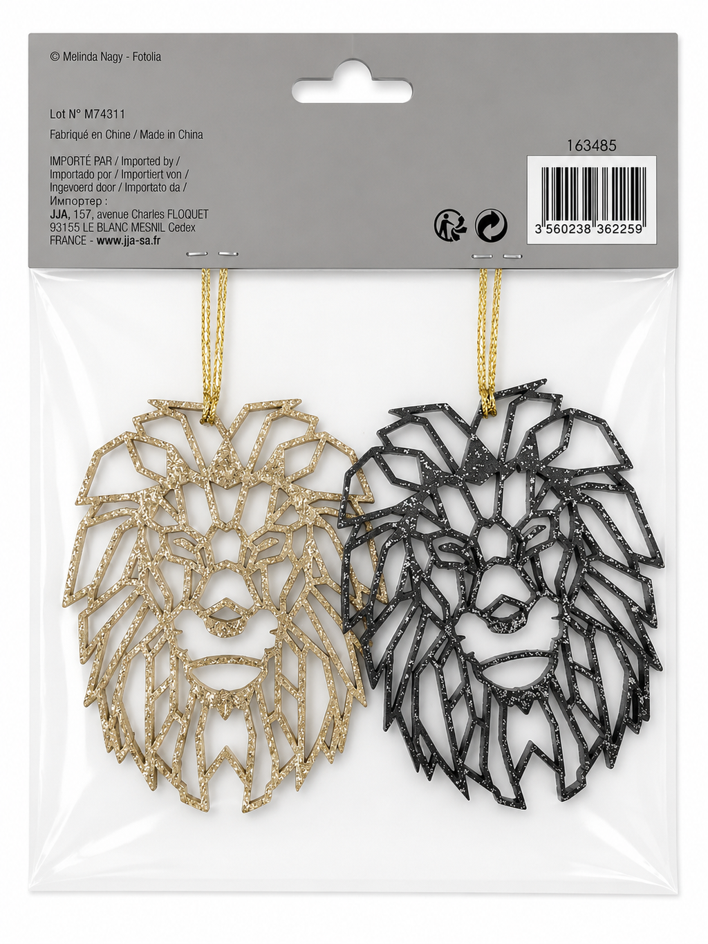 BLUE GLITTER/GOLD LION HEAD TREE TOPPER