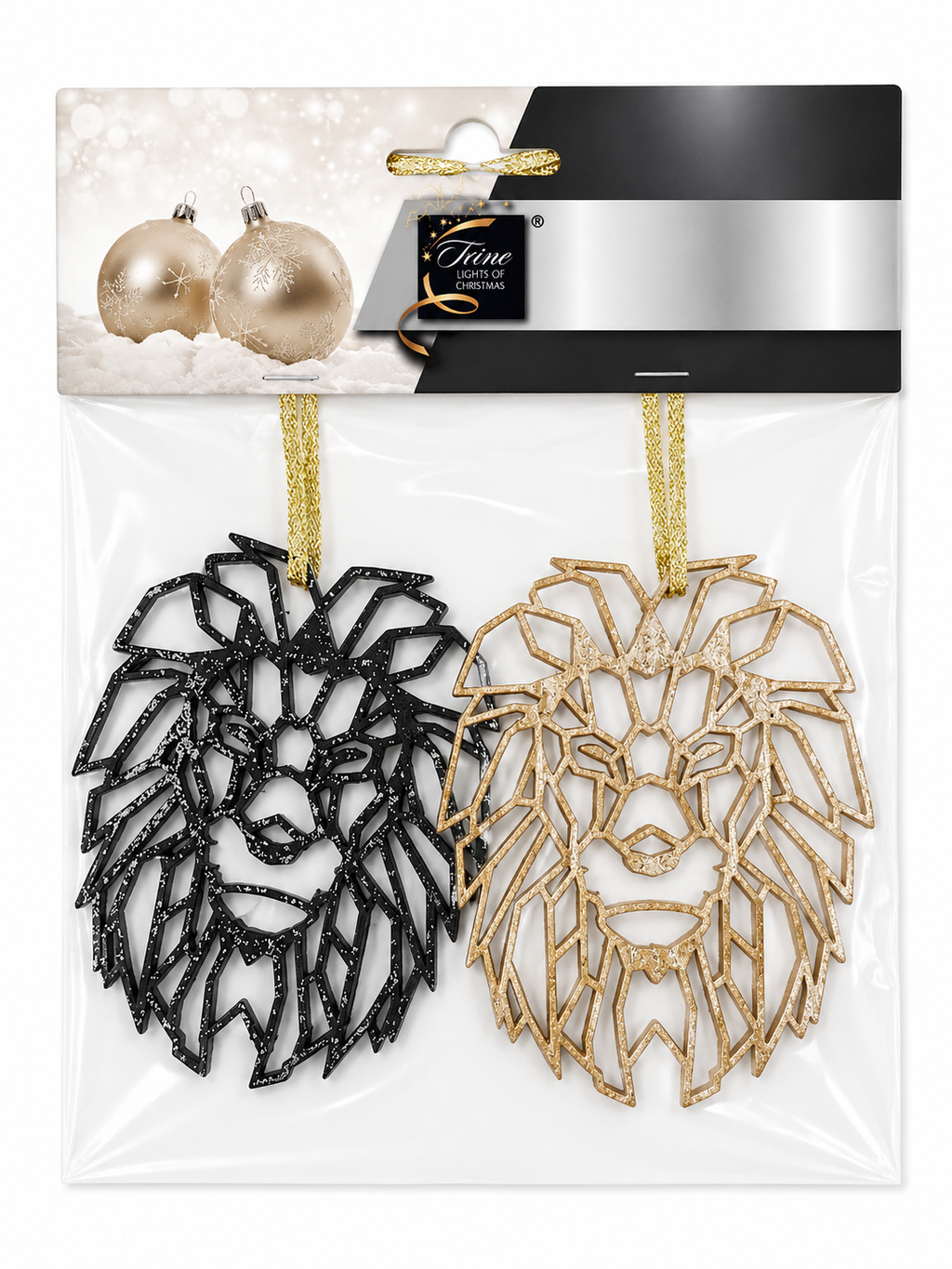 BLUE GLITTER/GOLD LION HEAD TREE TOPPER