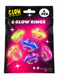 Lot de 6 bagues lumineuses phosphorescentes – Glow Rings multicolores