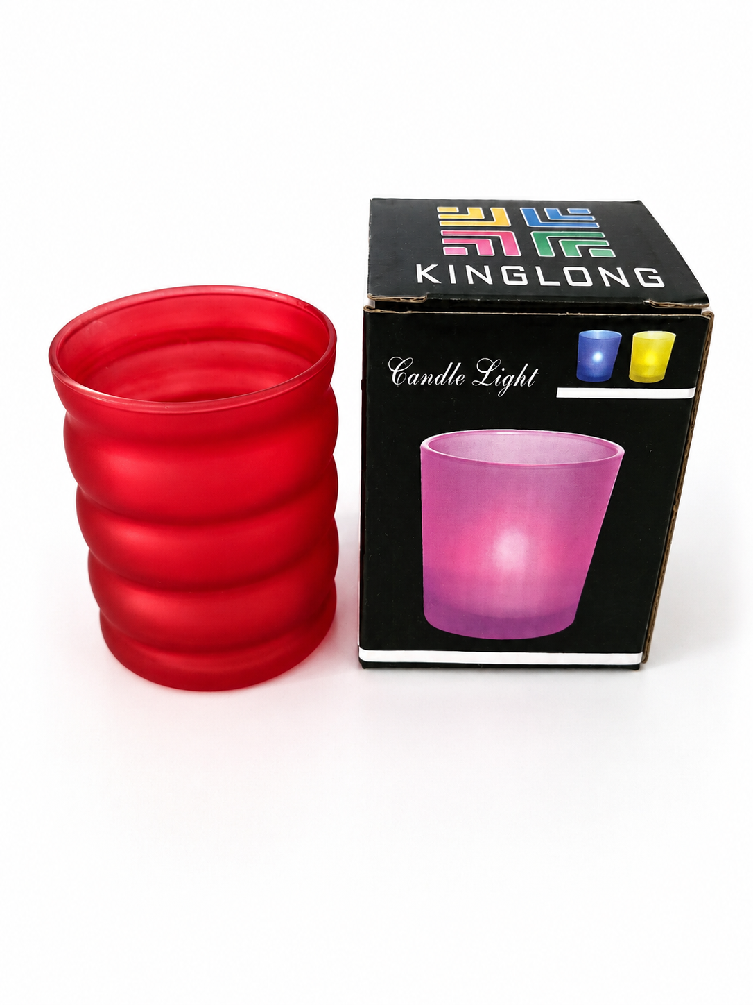 Photophore en verre rose foncé – 7 × 5,5 cm