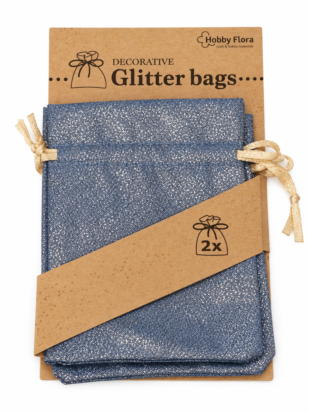Lot de 2 pochettes cadeaux pailletées Hobby Flora – Plusieurs coloris