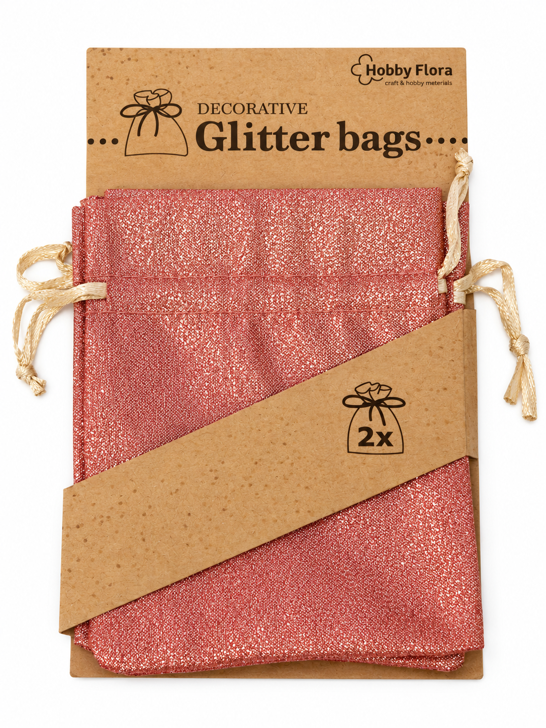 Lot de 2 pochettes cadeaux pailletées Hobby Flora – Plusieurs coloris