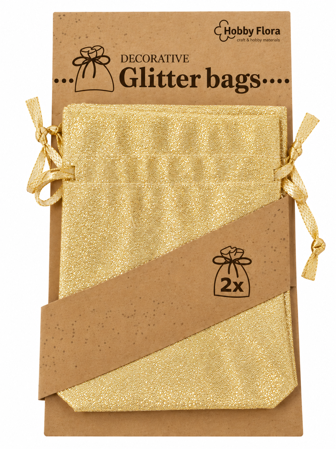 Lot de 2 pochettes cadeaux pailletées Hobby Flora – Plusieurs coloris