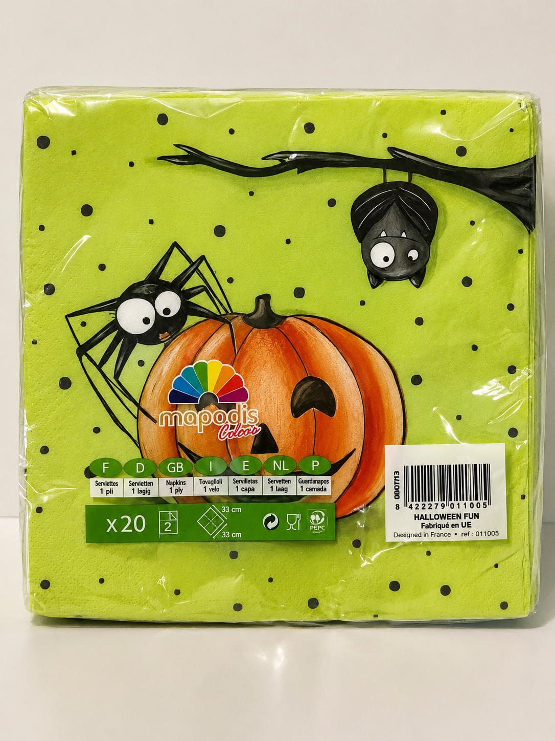 Serviettes Halloween 33 × 33 cm – Lot de 20