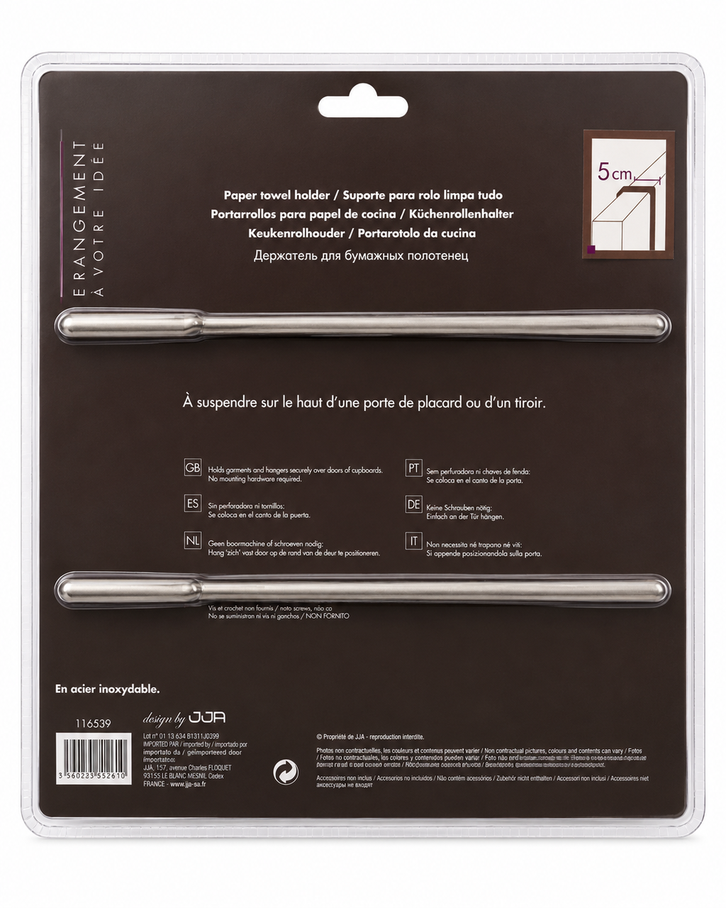 Porte essuie-tout de porte en inox – Sans perçage