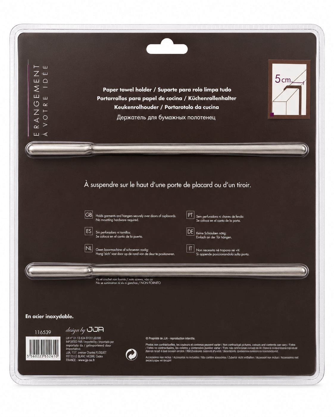 Porte essuie-tout de porte en inox – Sans perçage