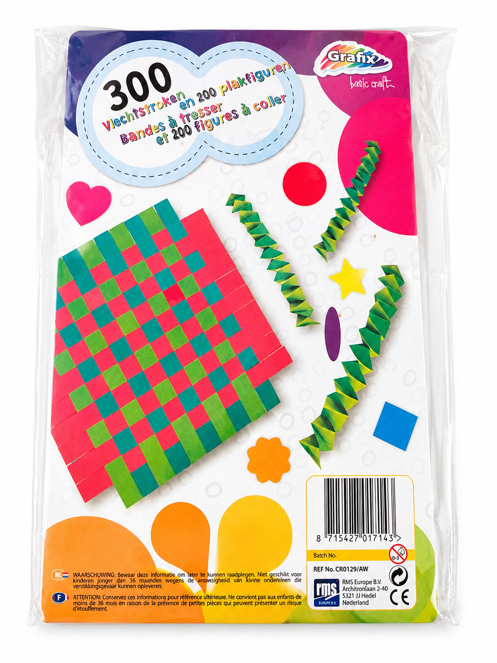 Kit créatif Grafix – 300 bandes à tresser + 200 formes à coller – 3 ans et +