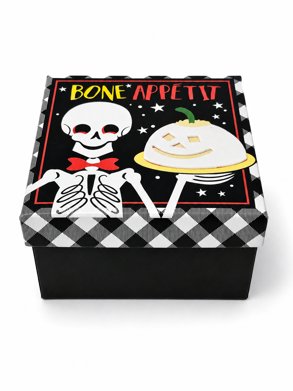 Boîte décorative Halloween « Bone Appétit » – Squelette – env. 12 × 6,5 cm