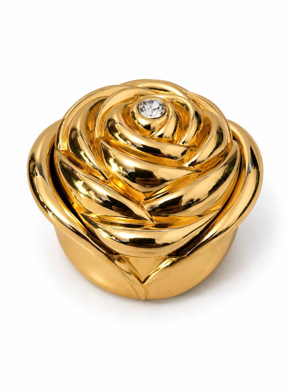 Rose éternelle rouge dans écrin doré – Coffret en bois