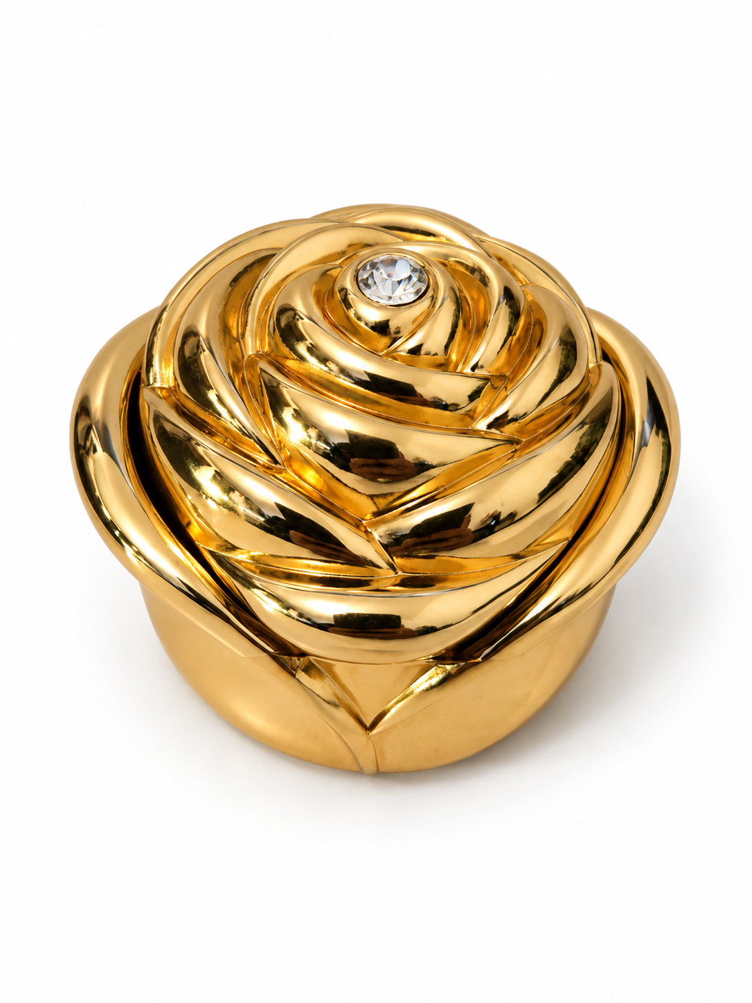 Rose éternelle rouge dans écrin doré – Coffret en bois
