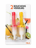 Lot de 2 bouchons verseurs pour bouteilles – Rouge & jaune – YELO